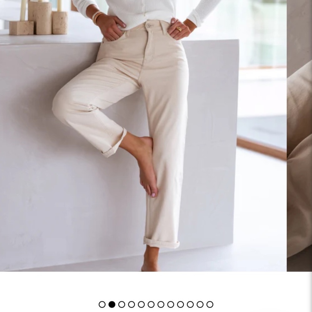 Tan Straight Leg Jeans